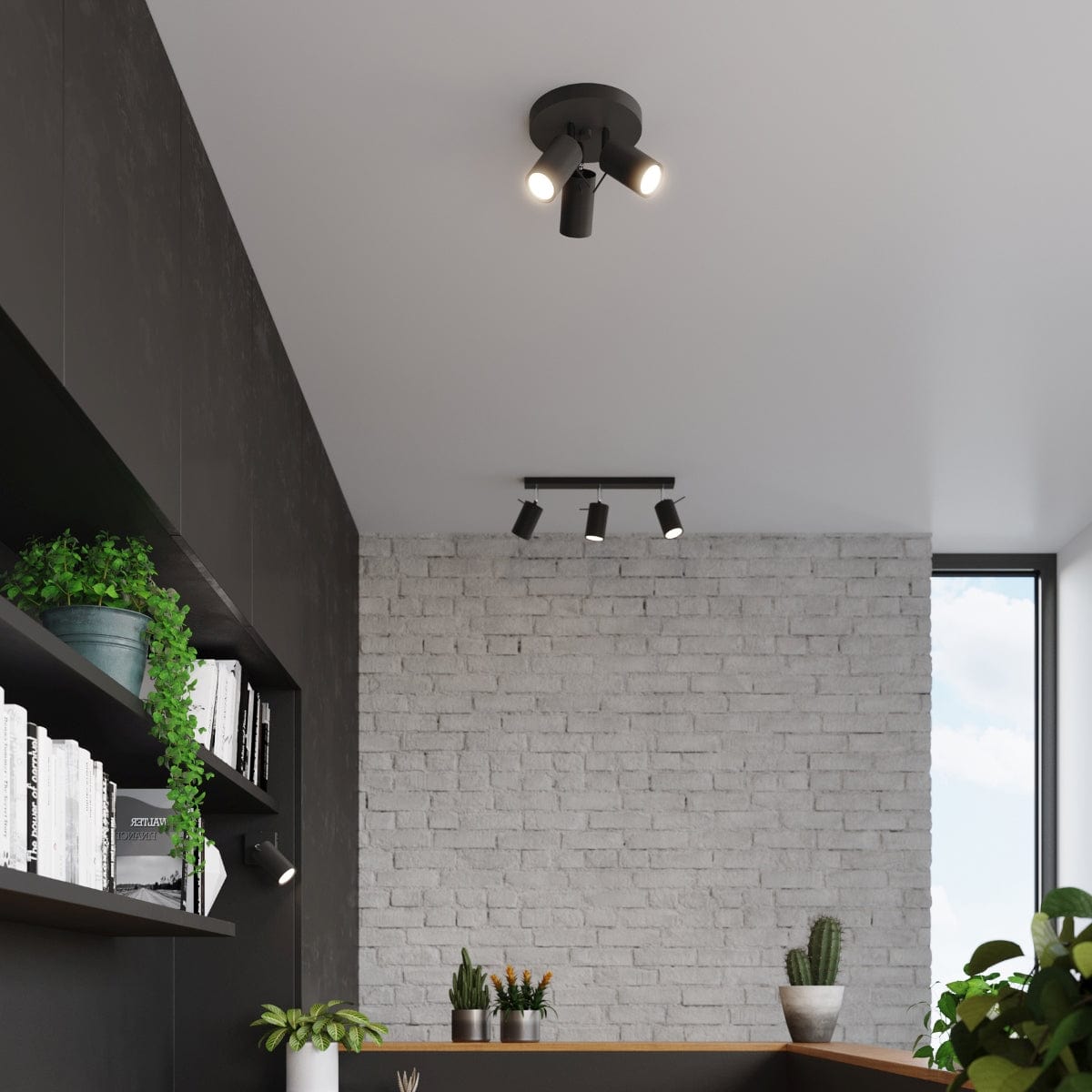 Taklampa Ring 3 P Svart - 3-skärm Taklampa - Justerbara Armar - Lätt Installation - Hållbart Stål - Utbytbara GU10 Lampor Carvallo