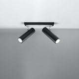DIREZIONE Taklampa - 2-ljus Svart - Minimalistisk Modern Design - Justerbara Spotlights - GU10 Lampa Kompatibilitet - Perfekt för Vardagsrum och Kök Carvallo