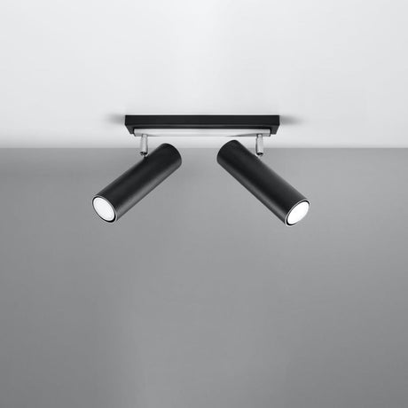 DIREZIONE Taklampa - 2-ljus Svart - Minimalistisk Modern Design - Justerbara Spotlights - GU10 Lampa Kompatibilitet - Perfekt för Vardagsrum och Kök Carvallo