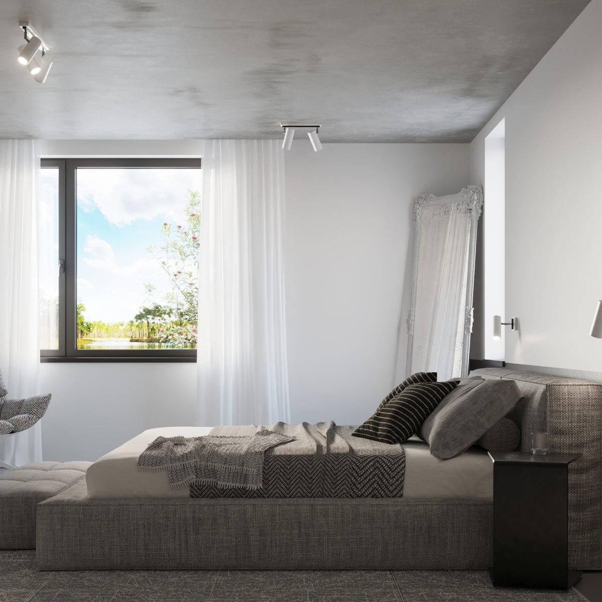 DIREZIONE Taklampa - 2-Lampa Vit - Minimalistisk Modern Design - Justerbara Spotlights - GU10 Lampa Kompatibilitet - Idealisk för Vardagsrum och Kök Carvallo