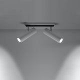 DIREZIONE Taklampa - 2-Lampa Vit - Minimalistisk Modern Design - Justerbara Spotlights - GU10 Lampa Kompatibilitet - Idealisk för Vardagsrum och Kök Carvallo