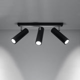 DIREZIONE Taklampa - 3-Ljus Svart - Minimalistisk Modern Design - Justerbara Spotlights - GU10 Lampa Kompatibel - Idealiskt för Vardagsrum och Kök Carvallo
