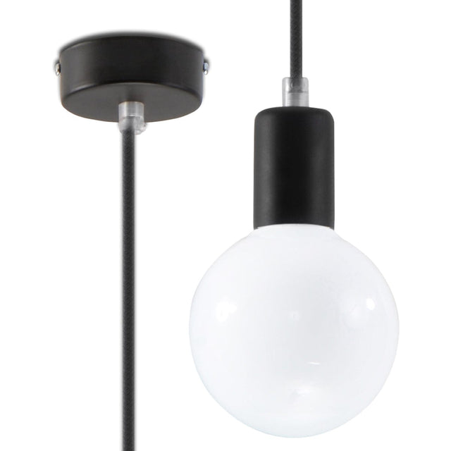 Edison Pendelampa - Svart Tyg & Stål - E27 Max 15W - Minimalistisk Design Carvallo