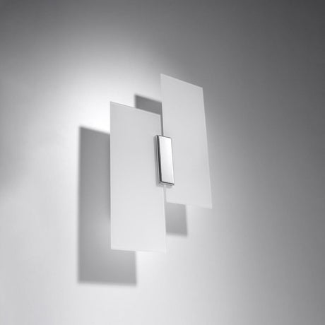 Fabiano Vägglampa - Modern Krom & Vit - Stål & Glas - E27 Max 15W LED - Geometrisk Design Carvallo