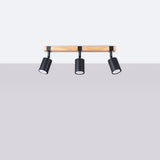 Fager Taklampa - 3-Ljus Svart - Riktad Belysning - Naturligt Trä & Metall - Justerbara Skärmar - Skandinavisk Minimalistisk Design - Energikapabel Carvallo