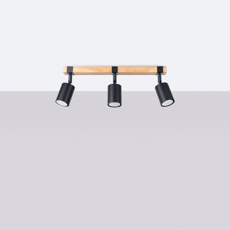 Fager Taklampa - 3-Ljus Svart - Riktad Belysning - Naturligt Trä & Metall - Justerbara Skärmar - Skandinavisk Minimalistisk Design - Energikapabel Carvallo
