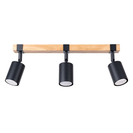 Fager Taklampa - 3-Ljus Svart - Riktad Belysning - Naturligt Trä & Metall - Justerbara Skärmar - Skandinavisk Minimalistisk Design - Energikapabel Carvallo