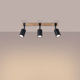 Fager Taklampa - 3-Ljus Svart - Riktad Belysning - Naturligt Trä & Metall - Justerbara Skärmar - Skandinavisk Minimalistisk Design - Energikapabel Carvallo