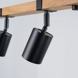 Fager Taklampa - 4-Ljus Svart - Riktad Belysning - Naturträ & Metall - Justerbara Skärmar - Stort Skandinaviskt Design - Energibesparande Carvallo