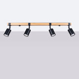 Fager Taklampa - 4-Ljus Svart - Riktad Belysning - Naturträ & Metall - Justerbara Skärmar - Stort Skandinaviskt Design - Energibesparande Carvallo