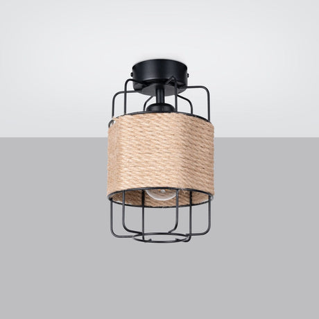 Gizur Taklampa - Modern Loft Stil - Svart Stål och Naturligt Trä - Varmt Ljus med Dekorativ Glödlampa - Mångsidig för Alla Interiörer - Unik Design Accent Carvallo