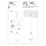 Glasbollpendellampa Röd - Elegant Hängande Lampa - 8 Färgalternativ - Bytbar E27 Lampa - Jämnt Spridd Ljus - Lätt att Rengöra Carvallo