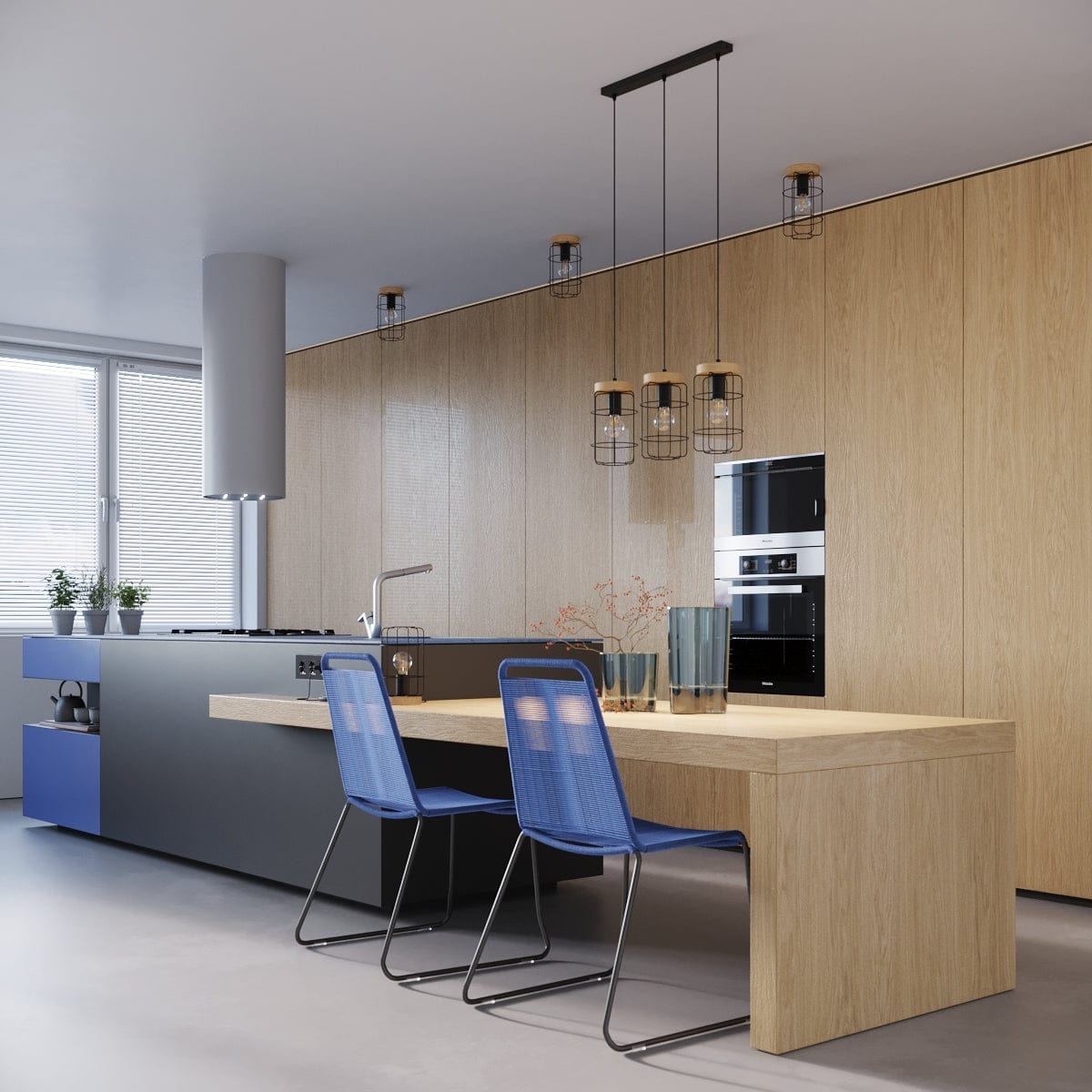 Gotto Taklampa - Modern Loft Design - Svart Stål och Naturligt Trä - Varm Lugnande Ljus - Hållbar Konstruktion - Perfekt för Klassiska och Moderna Interiörer Carvallo