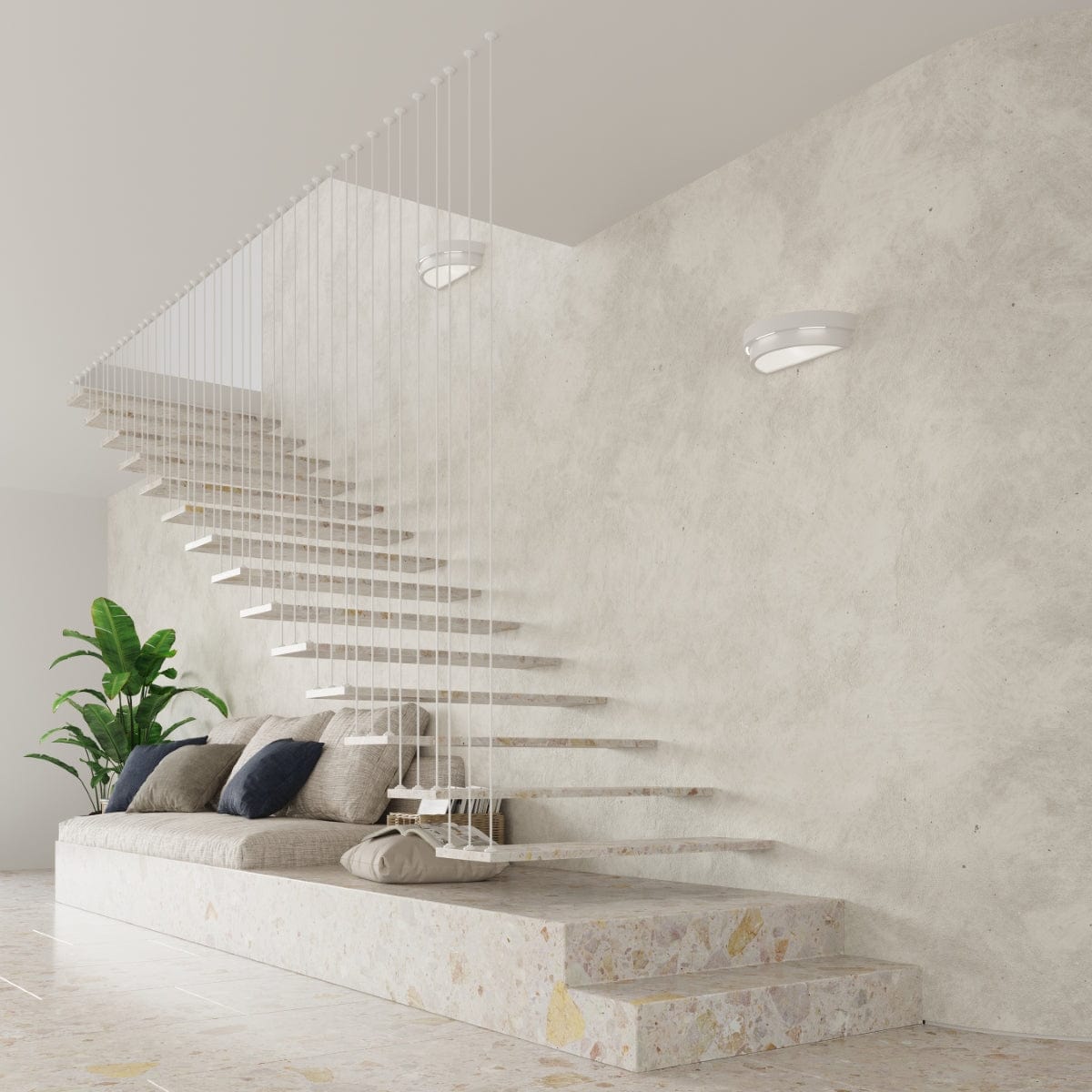 Helios Keramisk Vägglampa - Vit - Modern & Elegant Design - E27 Carvallo