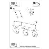 KEKE 3 Ek Taklampa - Modern Minimalistisk Belysning - Loft Stil Trädesign - Hållbara och Justerbara Lampa Alternativ Carvallo