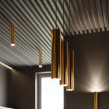 LAGOS 30 Polerad Guld Taklampa - Modern Minimalistisk Design - Justerbar Höjd - Hållbart Stål - GU10 Lampa Kompatibel Carvallo