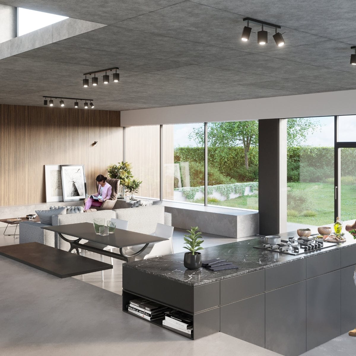 Merida Industrial Black Double Spotlight - Justerbar Stål Vägg- & Taklampa - 30x6x16 cm Carvallo