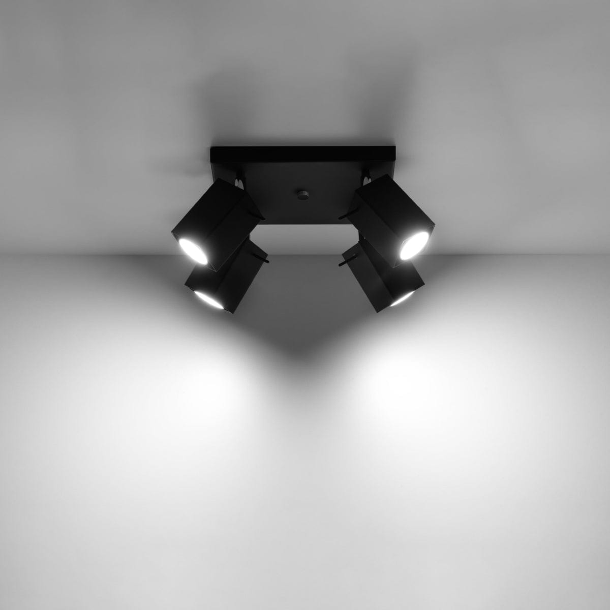 Merida Industrial Black Quad Spotlight - Justerbar Stål Vägg- och Taklampa - 25x25x16 cm Carvallo