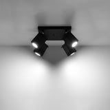 Merida Industrial Black Quad Spotlight - Justerbar Stål Vägg- och Taklampa - 25x25x16 cm Carvallo