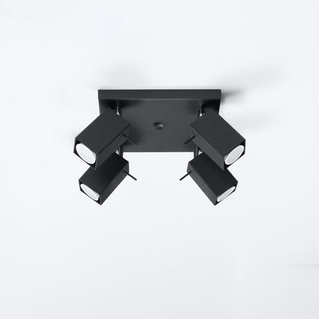 Merida Industrial Black Quad Spotlight - Justerbar Stål Vägg- och Taklampa - 25x25x16 cm Carvallo