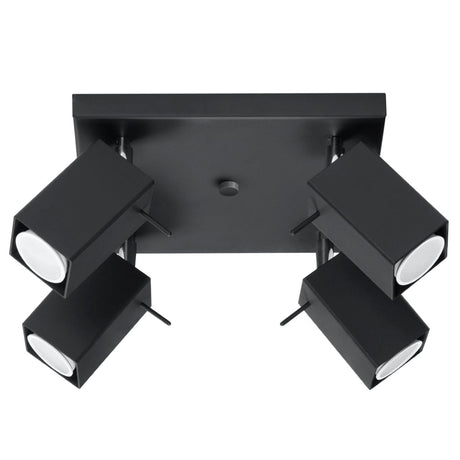 Merida Industrial Black Quad Spotlight - Justerbar Stål Vägg- och Taklampa - 25x25x16 cm Carvallo