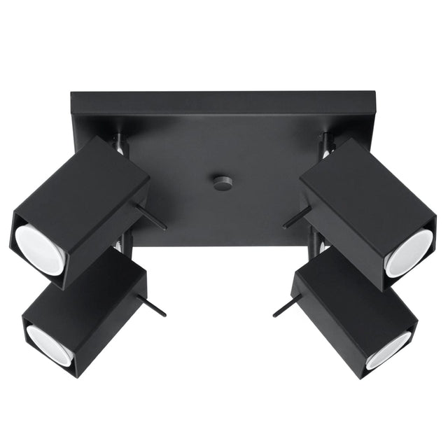 Merida Industrial Black Quad Spotlight - Justerbar Stål Vägg- och Taklampa - 25x25x16 cm Carvallo