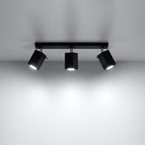 Merida Industrial Black Triple Spotlight - Justerbar Stål Vägg- & Taklampa - 45x6x16 cm Carvallo