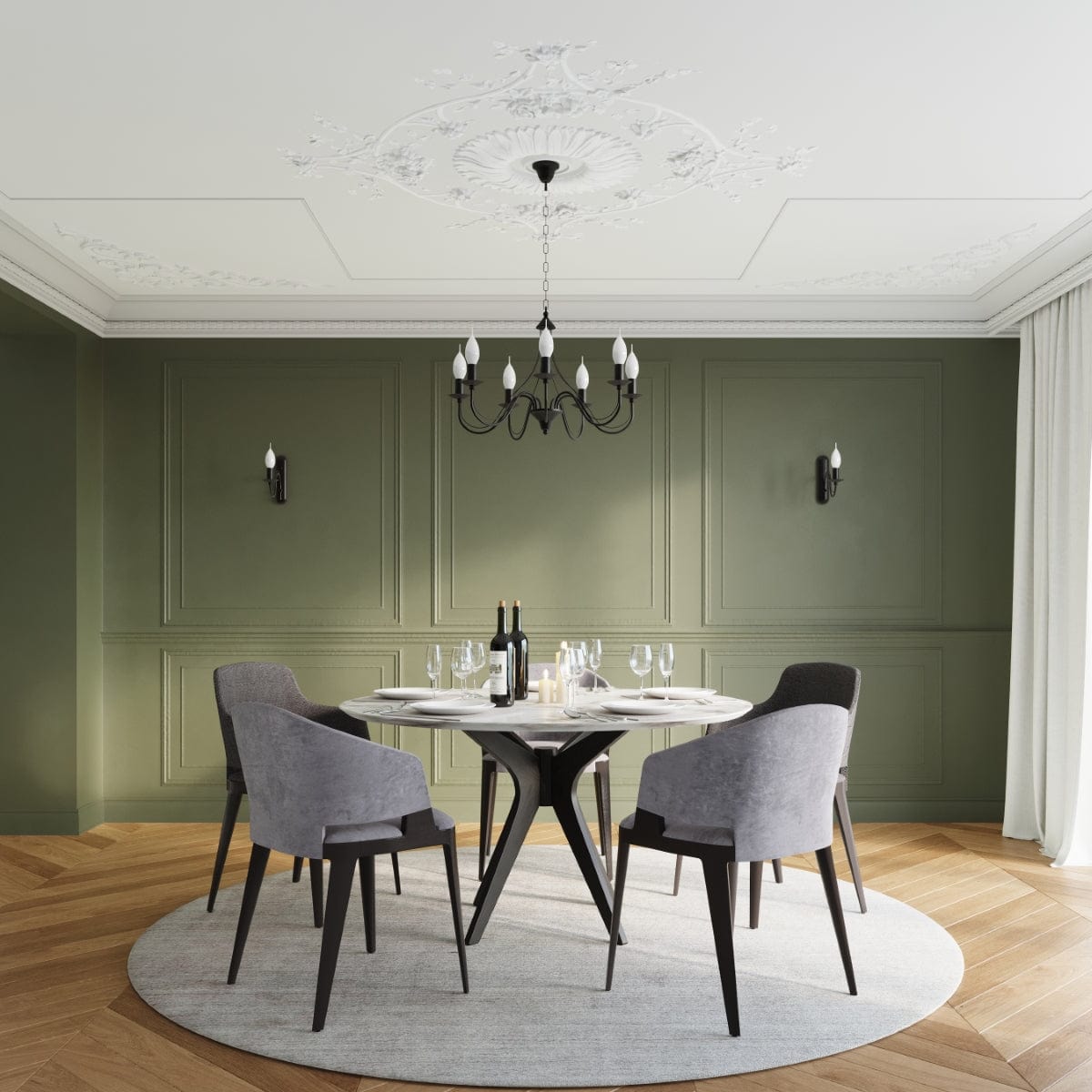 Minerwa Chandelier - 3-armad kandelaber design - E14 - Svart stålfinish - Klassisk elegans Carvallo