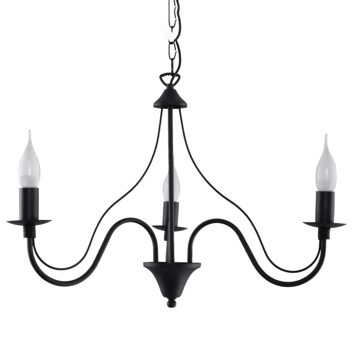 Minerwa Chandelier - 3-armad kandelaber design - E14 - Svart stålfinish - Klassisk elegans Carvallo