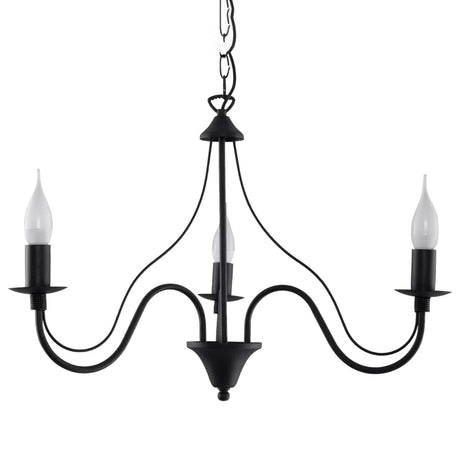 Minerwa Chandelier - 3-armad kandelaber design - E14 - Svart stålfinish - Klassisk elegans Carvallo