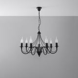 Minerwa Chandelier - 7-armad svart kandelaber - E14 - Stål - Tidlös elegans Carvallo
