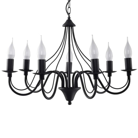 Minerwa Chandelier - 7-armad svart kandelaber - E14 - Stål - Tidlös elegans Carvallo