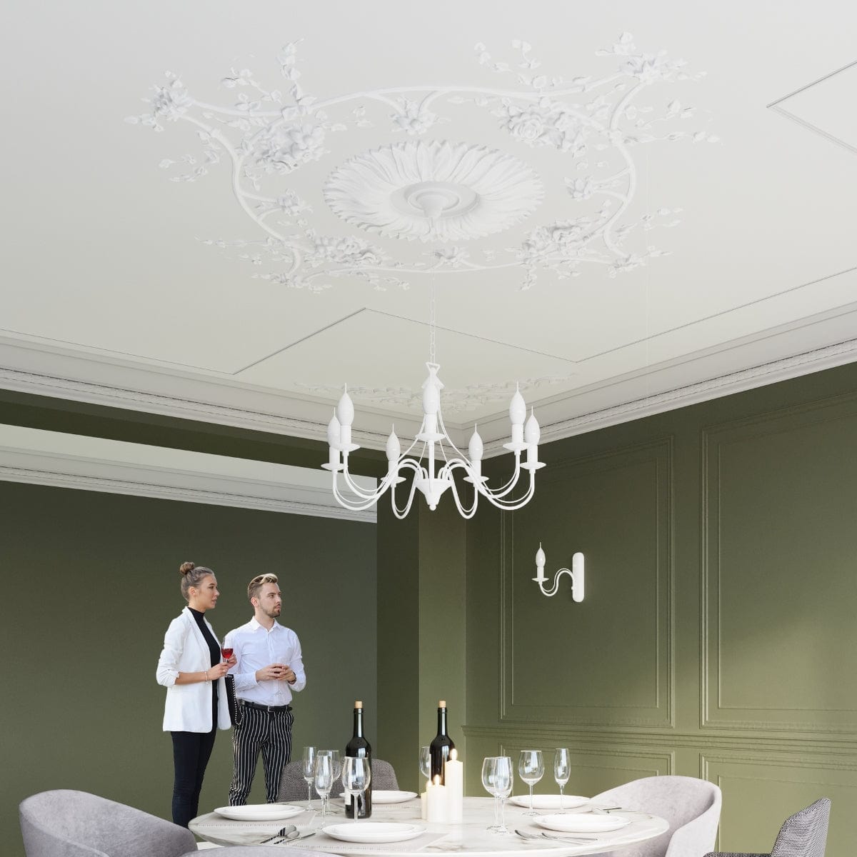 Minerwa Chandelier - Vit Stål - 5-Arm Kandelaberdesign - E14 LED Kompatibel Carvallo