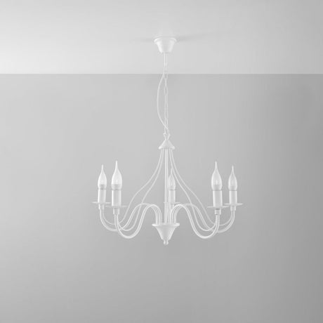 Minerwa Chandelier - Vit Stål - 5-Arm Kandelaberdesign - E14 LED Kompatibel Carvallo