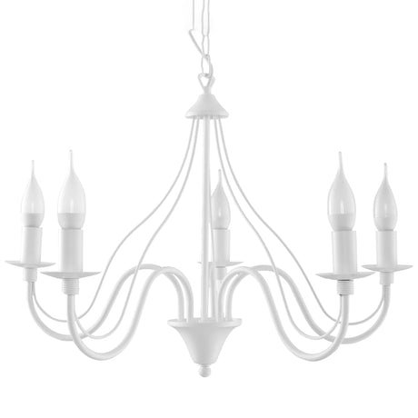 Minerwa Chandelier - Vit Stål - 5-Arm Kandelaberdesign - E14 LED Kompatibel Carvallo
