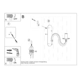 Minerwa - Väggljusstake - Svart Finish - Glamour Design - Pulverlackerad Stål - E14 Lampa Kompatibel - Hållbar & Elegant Carvallo