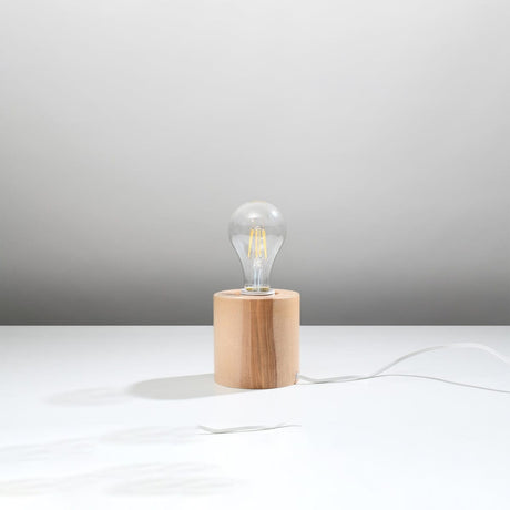 Naturlig Trä Bordslampa - Minimalistisk Fyrkantig Design - E27 Kontakt - 10x10x10 cm Carvallo