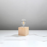Naturalt Trä Bordslykta - Fyrkantig Minimalistisk Design - E27 Fattning - 10x10x10 cm Carvallo