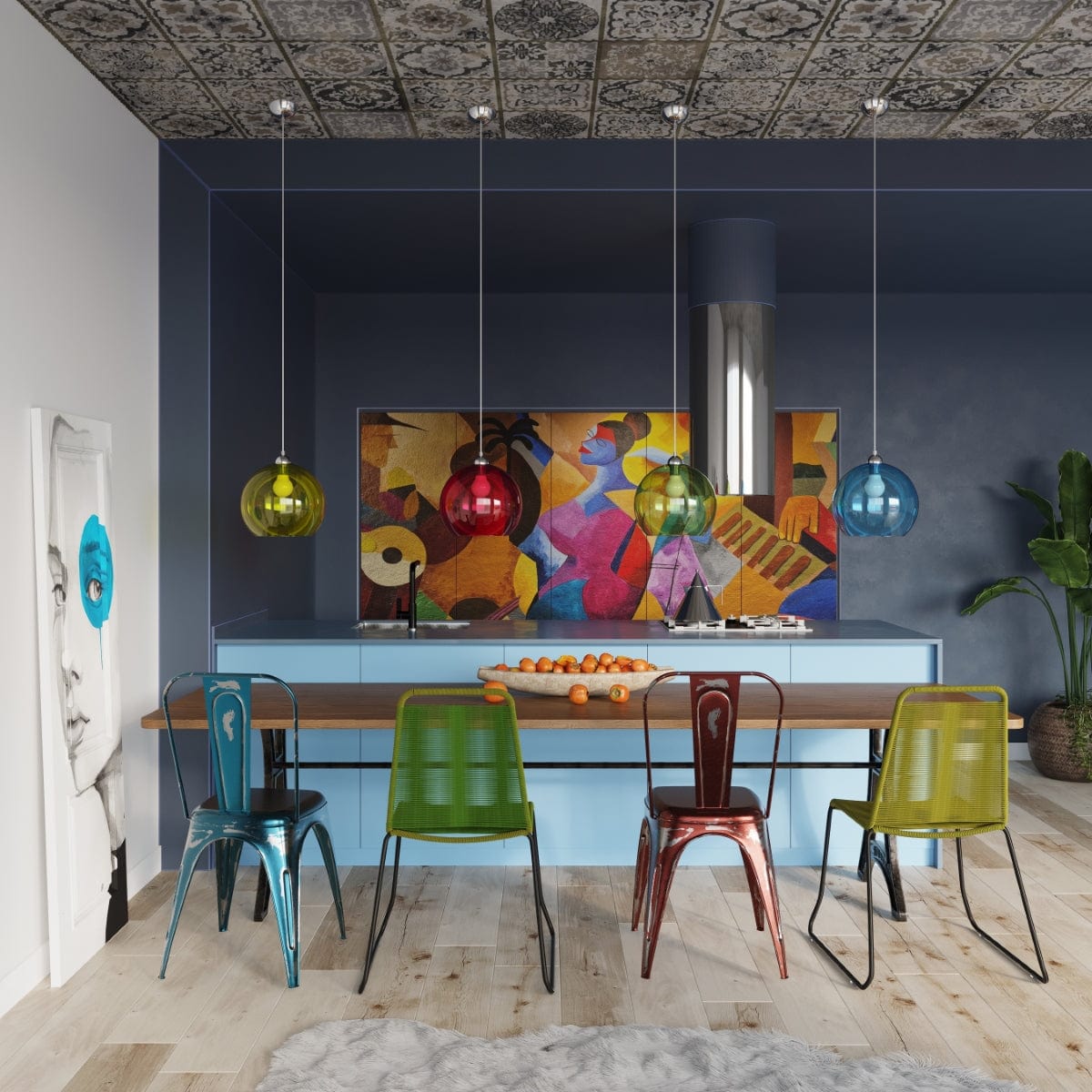 Pendellampa Boll - Transparent Glasbollampa - Elegant Hängande Ljus - 8 Färgval - Utbyttbar E27 Lampa - Jämn Ljusspridning - Lätt att Rengöra Carvallo