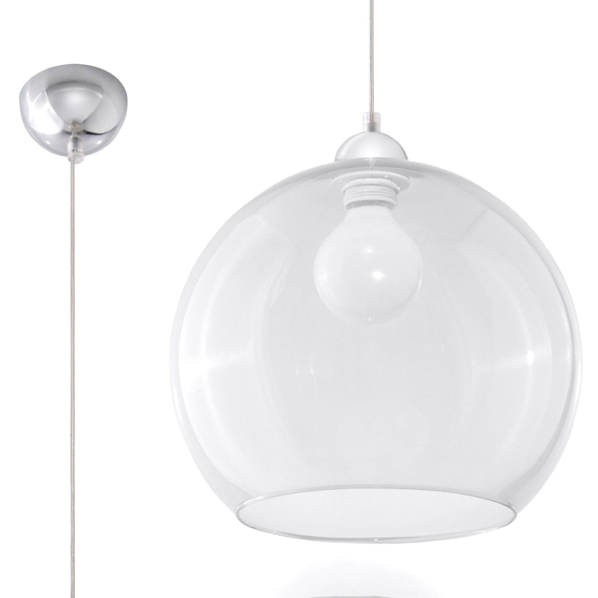 Pendellampa Boll - Transparent Glasbollampa - Elegant Hängande Ljus - 8 Färgval - Utbyttbar E27 Lampa - Jämn Ljusspridning - Lätt att Rengöra Carvallo