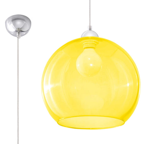 Pendellampa Ball - Gul Glasbollampa - Modern Hängande Lampa - Utbytbart E27 Lampa - Unik Glödeffekt - Lätt att Rengöra - Jämn Ljusspridning Carvallo