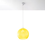 Pendellampa Ball - Gul Glasbollampa - Modern Hängande Lampa - Utbytbart E27 Lampa - Unik Glödeffekt - Lätt att Rengöra - Jämn Ljusspridning Carvallo