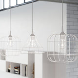 Pendellampa Celta Vit - Modern Geometrisk Design - Justerbar Hänghöjd - Utbytbar E27-lampa - Elegant och Mångsidig Belysningslösning Carvallo