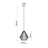 Pendellampa Demi Vit - Modern Designer Hängande Lampa - Justerbar Höjd - Geometrisk Ram Skugga - Utbytbar E27 Glödlampa - Stilig & Mångsidig Carvallo