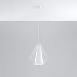 Pendellampa Demi Vit - Modern Designer Hängande Lampa - Justerbar Höjd - Geometrisk Ram Skugga - Utbytbar E27 Glödlampa - Stilig & Mångsidig Carvallo