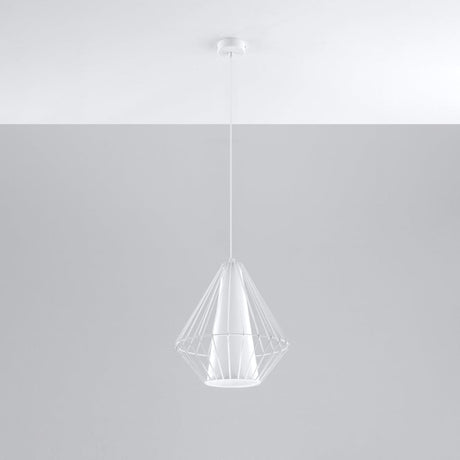 Pendellampa Demi Vit - Modern Designer Hängande Lampa - Justerbar Höjd - Geometrisk Ram Skugga - Utbytbar E27 Glödlampa - Stilig & Mångsidig Carvallo