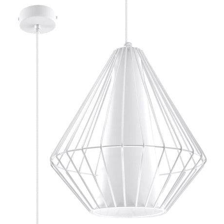 Pendellampa Demi Vit - Modern Designer Hängande Lampa - Justerbar Höjd - Geometrisk Ram Skugga - Utbytbar E27 Glödlampa - Stilig & Mångsidig Carvallo