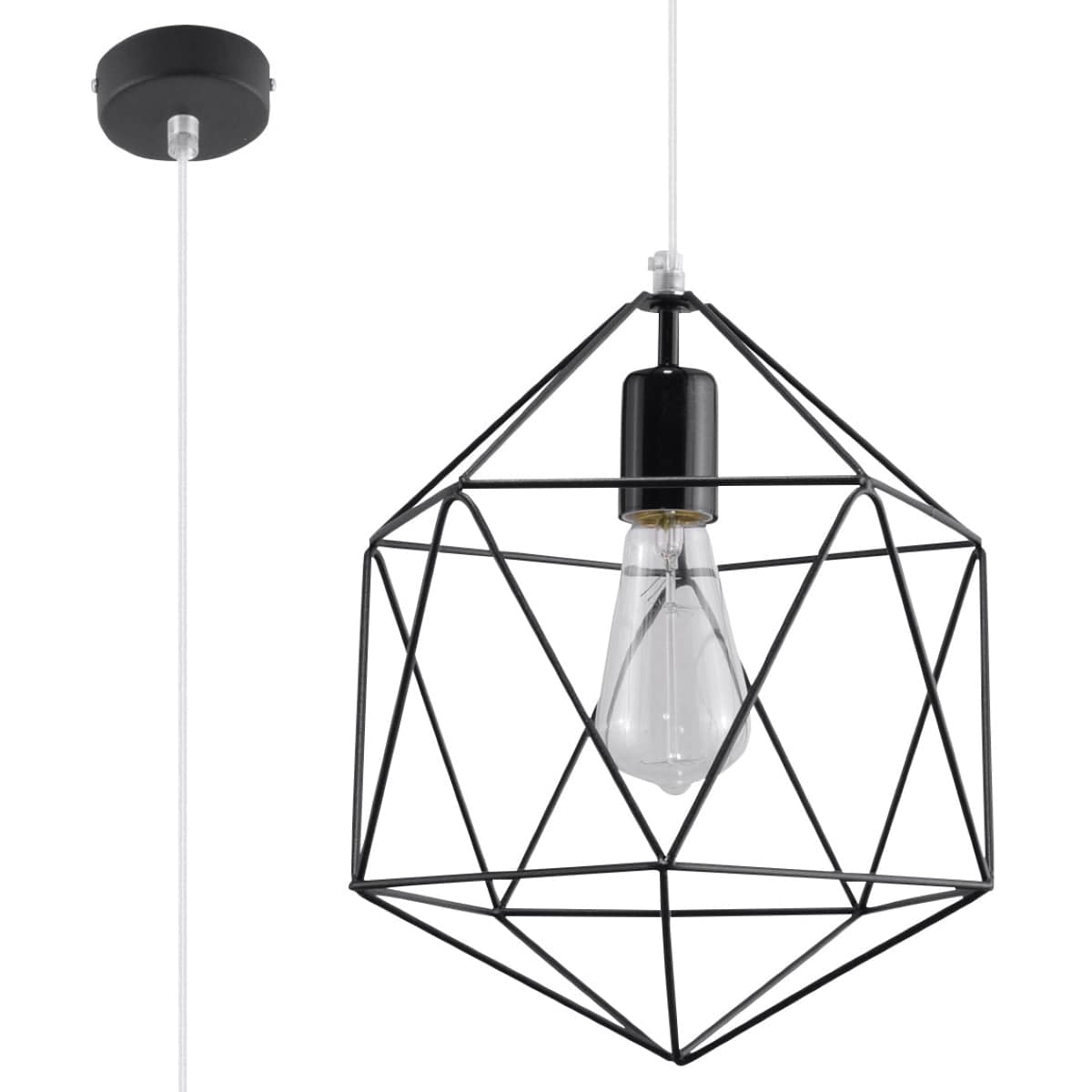 Pendellampa Gaspare Svart - Designer Geometrisk Pendellampa - Justerbar Upphängningshöjd - Universell Design - Utbytbar E27 Lampa Carvallo