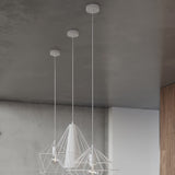 Pendantlampa Gaspare Vit - Designer Geometrisk Pendantlampa - Justerbar Upphängningshöjd - Universell Design - Utbytbart E27 Lampa Carvallo