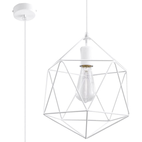Pendantlampa Gaspare Vit - Designer Geometrisk Pendantlampa - Justerbar Upphängningshöjd - Universell Design - Utbytbart E27 Lampa Carvallo